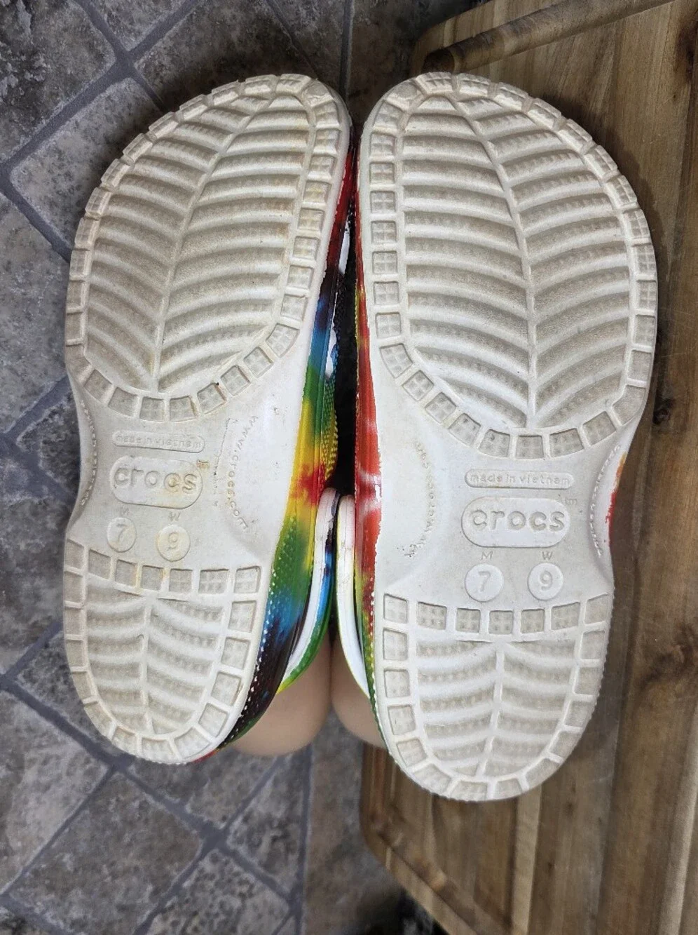Crocs Baya Classic Tie Dye Unisex Clogs Slip On Shoes Multicolor White Sz W9 M7